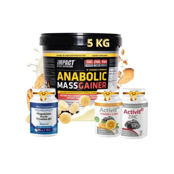 Anabolic Mass Gainer 5 Kg + Magnesium + Zinc + Vitamine C Anabolic Mass Gainer 5 Kg + Magnesium + Zinc + Vitamine C